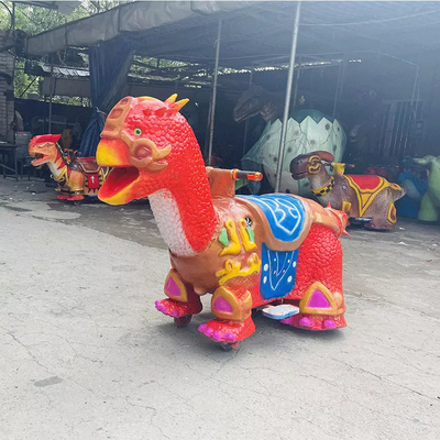 Passeios de dinossauros ambulantes com controle de moedas, passeio de dinossauro animatrônico