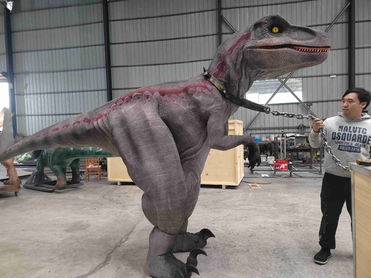 Bom preço Costume de Raptor de tamanho natural com listras vermelhas Efeitos do fumo on-line