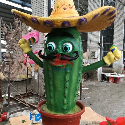 Parque temático de sensores infravermelhos Cartoon Animatronic Plant Cactus