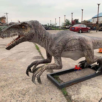 Raptor de dinossauro animatrônico realista de parque temático com personalização de movimento e som
