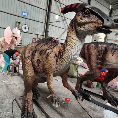 4M Long Lifelike Animatronic que ruje Parasaurolophus com boca piscamento aberto e de olho