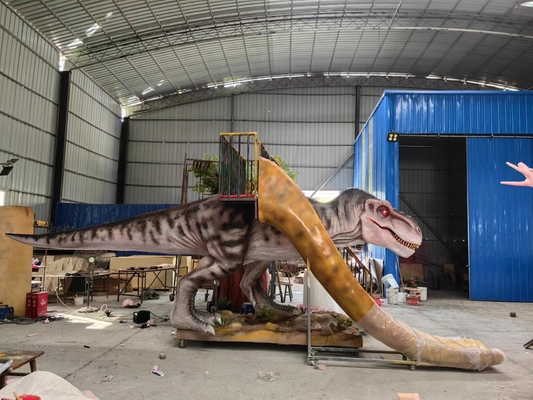 Good price O dinossauro da fibra de vidro desliza o equipamento de T Rex Slider With Stair Playground on-line
